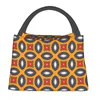 Bavullar Renkli Afrika Ankara Deseni Termal Yalıtımlı Öğle Yemeği Çantası Geometrik Konteyner Ofis Açık Hava Yemek Kutusu 230216
