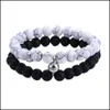 Bracelets de charme Femmes Hommes Amant Chic Aimant Amitié Pour Couples 8mm Rose Blanc Noir Pierre Extensible Bracelet De Perles Déclaration Juif Dhqvq