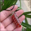 Pendant Necklaces Natural Gem Stone Necklace For Women Hexagonal Carnelian Red Agate Purple Crystal Pendum Drop Delivery Jewelry Pend Dh1N9