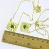 Pendant Necklaces 5 Pcs 18 K Gold Plated Geometric Eyes Necklace Green Stone Gift For Lady Fashion Jewelry