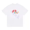 Marca de moda de luxo masculina letra colorida letra de graffiti redonda pesco￧o de manga curta casual camiseta solta top preto branco asi￡tico size s-2xl