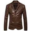 Hommes fourrure fausse affaires décontracté classique Style Simple couleur unie veste en cuir 2023 haute qualité mâle PU costume Blazers manteau 230216