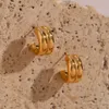 Stud Stainless Steel Gold Plated Half Circle Wide Thick Silver Mixed Color Earrings Water Resistant Jewelry 230215