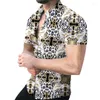 Camisas casuais masculinas Camisa de manga curta masculina Geometry Summer Men Clothing European American Retro Trend Chemise Fashion Cardigan impresso