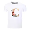 Heren t shirts bloemen lettertype 26 alfabet letter mode katoen zomer t-shirt korte mouw mannen vrouwen jongens shirt tees kinderen t-shirt