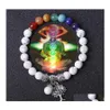 Bedelarmbanden HQ retro boom charms zeven chakra's armband zwart witte turquoise lava stenen kralen vrouwen mannen minnaar energie boeddha jood dhhov