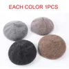 Berets 4pcs/lot Wool Beret Female Winter Hats For Women Flat Cap Knit Cashmere Lady Girl Bone Tocas Painter Hat