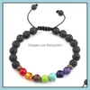 Charm Armband 8mm Natural Stone Armband 7 Chakra Mticolor Beads Lava Stones Wave Women Men Yoga Drop Leverans smycken DH193