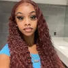 Brun rougeâtre foncé tonnelier Deep Curly Lace Front Wig Copper Red HD 360 Full Lace Frontal Perruques de cheveux humains Couleur d'automne Deep Wave Lace Wigs