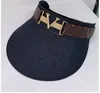 Straw Sun Visors Hats Classic Designer Summer Cap Women Men Casquette Metal Letter Wide Brim Sports Visor Top Empty Caps Hats Mens6049218