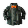 Suits Autumn Fashion Kids Boys Gentleman Suit Clothing Long Sleeve Bowtie ShirtSuspender Pants Sets Children Baby Boys Suit 230216