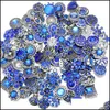 Charms Colorf Rhinestone Snap Button Blue Red Pink White Zircon Jewelry Findings 18mm Metal Snaps Knappar DIY Armband Smycken DRO DHIVV