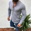 Camicie casual da uomo Camicia di lino da uomo autunnale Tinta unita Colletto rovesciato Manica lunga Gentleman Fitness Abiti eleganti