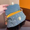 Tasarımcı Kadınlar Mini Güzel Denim Omuz Çantası Fransa Lüks Marka L Monogramlar Çiçekler Baskılı Tuval Koltuklu Çanta Lady Çift Kayışlar Çapraz Koyu Hobo Çanta