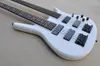 White 5 and 4 strings double neck electric guitar with rosewood fretboard black hardware