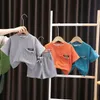 2023 été bébé coton vêtements garçon fille à manches courtes t-shirts Shorts culture ensemble enfants solide haut et pantalon tenues enfant vêtements de détente