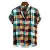 Casual shirts voor heren katoen polyester zomer zomers shirt shirt vintage geometrische boho hawaiian strand mannelijke blouse voor menmen's