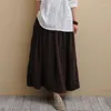 Gonne Autunno 2023 Estate Vintage Cotone Lino Pieghettato Donna Lungo Maxi Tulle Solido Gonna Casual Vita elastica