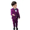 Pakken Kids Blazer Vestbroek 3 % Set Flower Boys Wedding Suit Kinderen Formele Tuxedo Performance Host Dance Party Dress Costume 230216