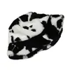 Berets Winter Cow Print Plush Bucket Hats For Women Tourism Outdoor Warm Hat Soft Velvet Fisherman Cap Lady FashionBerets