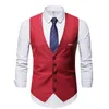 Mäns västar Män väst 2023 Spring och Autumn Fashion Leisure Men's Solid Color Single Breasted Slim Business Waistcoat Suit M-5XL