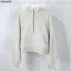 Sudadera con capucha de yoga Lululemens para mujer Lulus Scuba Plus Chaquetas de engrosamiento de terciopelo Sudaderas con capucha Deportes Media cremallera Terry Diseñador Suéter Chothing Lo