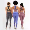 Conjuntos ativos Women Women Ensamless Yoga Set Sport Wear Gym Roupes Leggings Running Bra Fitness Trefine Suit de 2 peças Elastic Sportswear