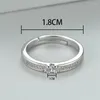 Eheringe Männlich Weiblich Öffnung Verstellbarer Ring Zierliche Silber Farbe Weiß Zirkon Runder Stein Paar Für Frauen Männer Schmuck