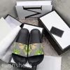 Designer de moda slides masculino feminino chinelos de verão sandália de praia plataforma plana senhoras sapatos de moda para casa chinelos listrados tigre abelha causal chinelo 36-44