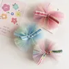 Sweet Girls Princess Hair Associory Style Fresh Rainbow Embroidery Bow Bow Children's headwear Side Clip Y005