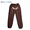 Calça masculina brown puff imprimor graffiti spider web padrão 555555 Sorto de moletom Mulheres sp5der calças de cordão de cordão 021623hjh0rjh0r0tij