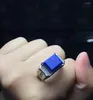 Kluster ringar män blå lapis man ring naturlig verklig 925 sterling silver för eller kvinnor pärla 10 12mm