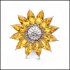 Charms Sier Color Snap Button Women Sunflower Jewelry Findings Crystal Rhinestone 18mm Metal Snaps Knappar Diy Armband Tyg Jewell Dhkba