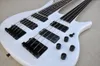 White 5 and 4 strings double neck electric guitar with rosewood fretboard black hardware