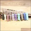 Pendant Necklaces Healing Natural Stone Mineral Irregar Rec Quartz Pendum Amazonite Tiger Eye Lapsi Pink Crystal Women Me Sexyhanz D Dh8Zw