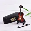 Batteria Percussioni Mini violino con supporto Collezione di strumenti musicali in legno in miniatura Ornamenti decorativi Giocattoli musicali 230216