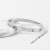 Bracciale in acciaio inossidabile con cacciavite in cristallo fantasia intarsiato in stile classico di alta qualità per gioielli di moda da donna 230215