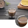 Tazze da 150 ml Tazza di vetro a doppia parete creativa con manico Tè Caffè Birra Latte Resistente al freddo Trasparente Bevanda Tazza Bicchieri