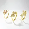 Bangle 3st Luxury CZ Pave Zircon Gold-Cuff Manschett Bangles For Women Girls Elegant Fjärilsform Armbandsmycken