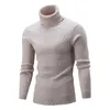 Blusas masculinas de suéter de malha esbelta de malha elástica de gola alta e elástica Twist Men Pullover