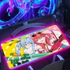 Muskuddar handled vilar hololive rgb mus pad gaming söt skrivbord matta stor muspad xxl förlängd bakgrundsbelysning kawaii tangentbordskydd anime pc accessoarer t230215