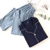 Women's Sleepwear Casual Women Cotton Pajamas Set Two Piece Shirt&Pants Soft Lounge Wear Intimate Lingerie Solid Lovers Pijamas Suit