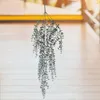 Fleurs décoratives en plastique 1 bouquet utilitaire artificiel suspendu feuilles de vigne d'eucalyptus vert léger faux rotin pas de fête de flétrissement