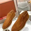 Designer Loropiana Charms Sapatos Novos Sapatos Lefu LP Deepcut Slipon Onefooted Loafer Flatbottomed SoftSoled Hightop para homens