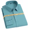 Herrklänningskjortor Casual Stretchy Bamboo-Fiber Long Sleeve Without Pocket Standard-passform Formell Business Office Easy Care Shirt 230216