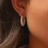 Hoop Huggie Trendy Pearl Jewelry Ladies Kerstgeschenk kristal gevulde ronde oorbellen voor vrouwen roestvrijstalen oorbel 230215