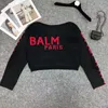 Kadınların Sweaters Tasarımcı Gömlek Mektubu Jakard Hoodie Tek Kelime Yakalama Krep Sweatshirt Dış Giyim Gevşek İnce Kısa Bölüm Uzun Kollu Örgü Y9X5