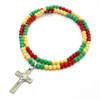 Hangende kettingen Komi religieuze katholieke acryl gekleurde ronde kralen ketting lumineuze kruis biddende sieraden collana r-365