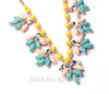 Cheker chegando moda da moda de cor dourada resina stone feminino vintage colares elegantes de charme de flores