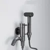 Bathroom Sink Faucets Copper Bidet Faucet Soild Brass Rotating Single Cold Toilet Shower Blow-Fed Spray Gun Nozzle Balcony Mop Pool Tap Grey